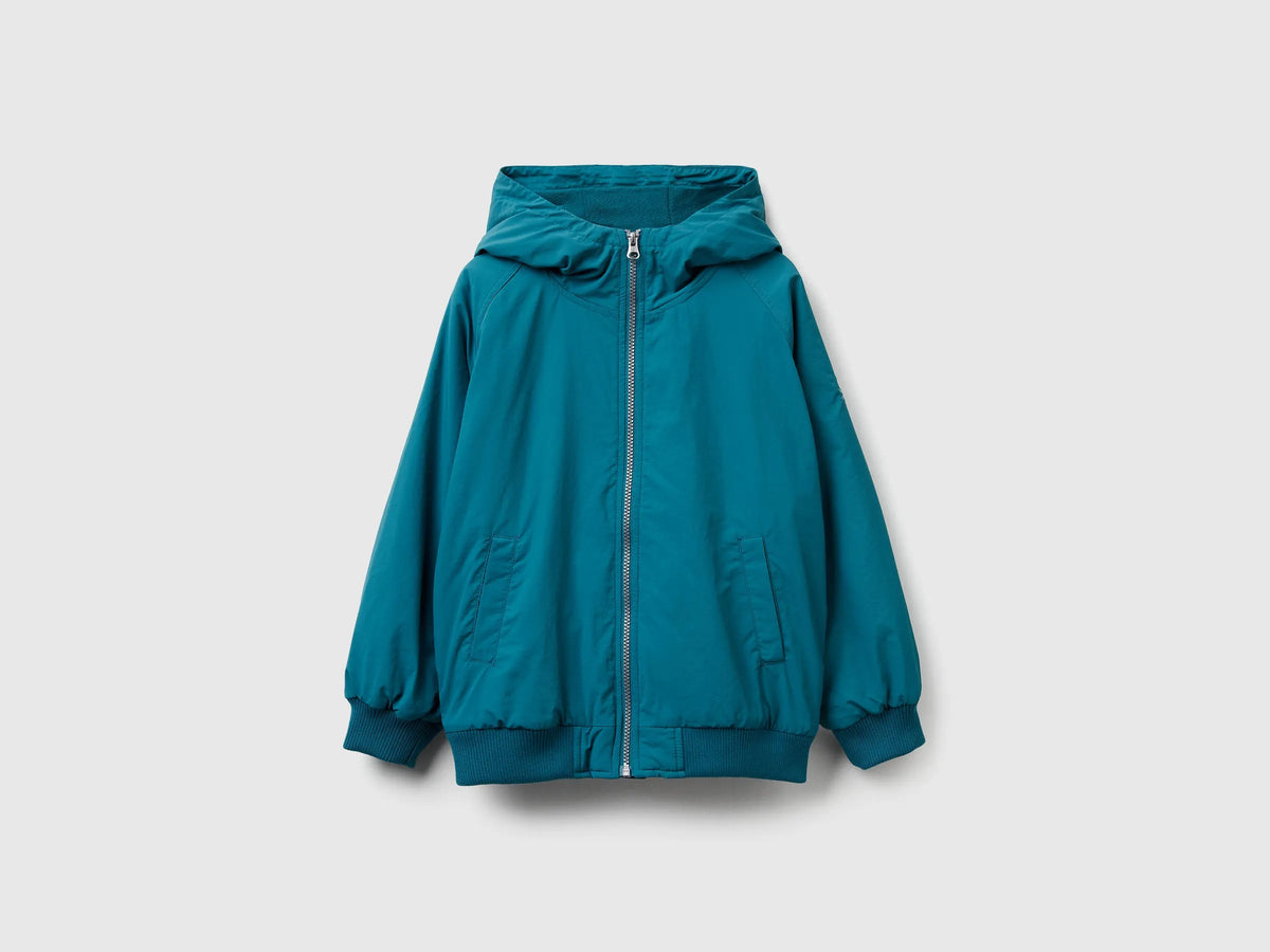 Benetton Teal Boys Nylon Jacket with Hood SKU: 2IGGCN06J_3C5 Image 01