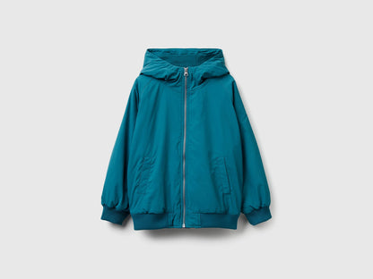 Benetton Teal Boys Nylon Jacket with Hood SKU: 2IGGCN06J_3C5 Image 01