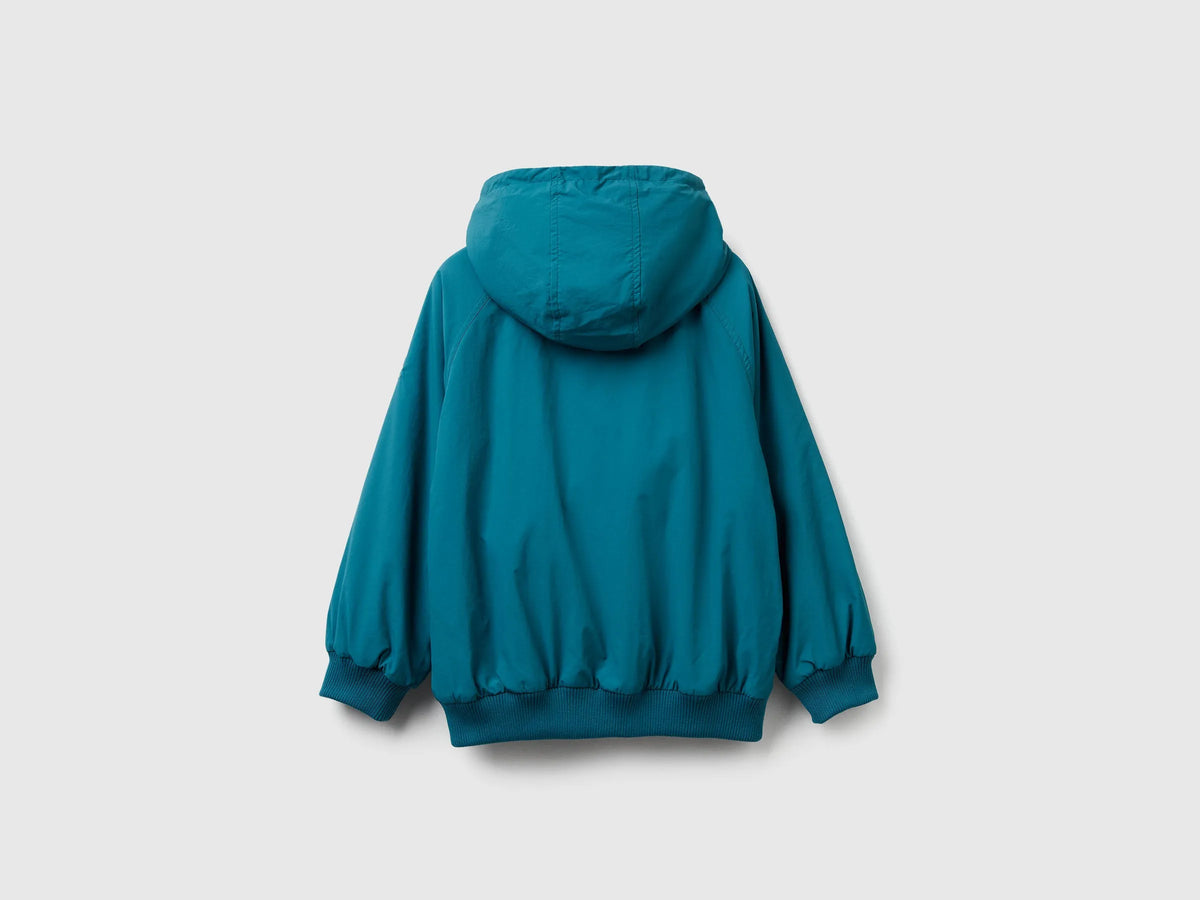 Benetton Teal Boys Nylon Jacket with Hood SKU: 2IGGCN06J_3C5 Image 02