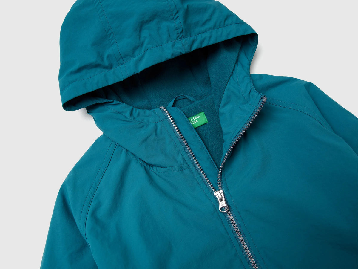 Benetton Teal Boys Nylon Jacket with Hood SKU: 2IGGCN06J_3C5 Image 03