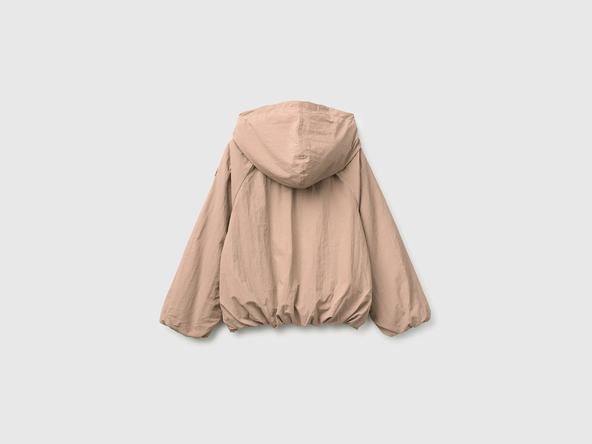 Benetton Dove Gray Girls Oversized Nylon Jacket SKU: 2IGGCN07E_199 Image 02