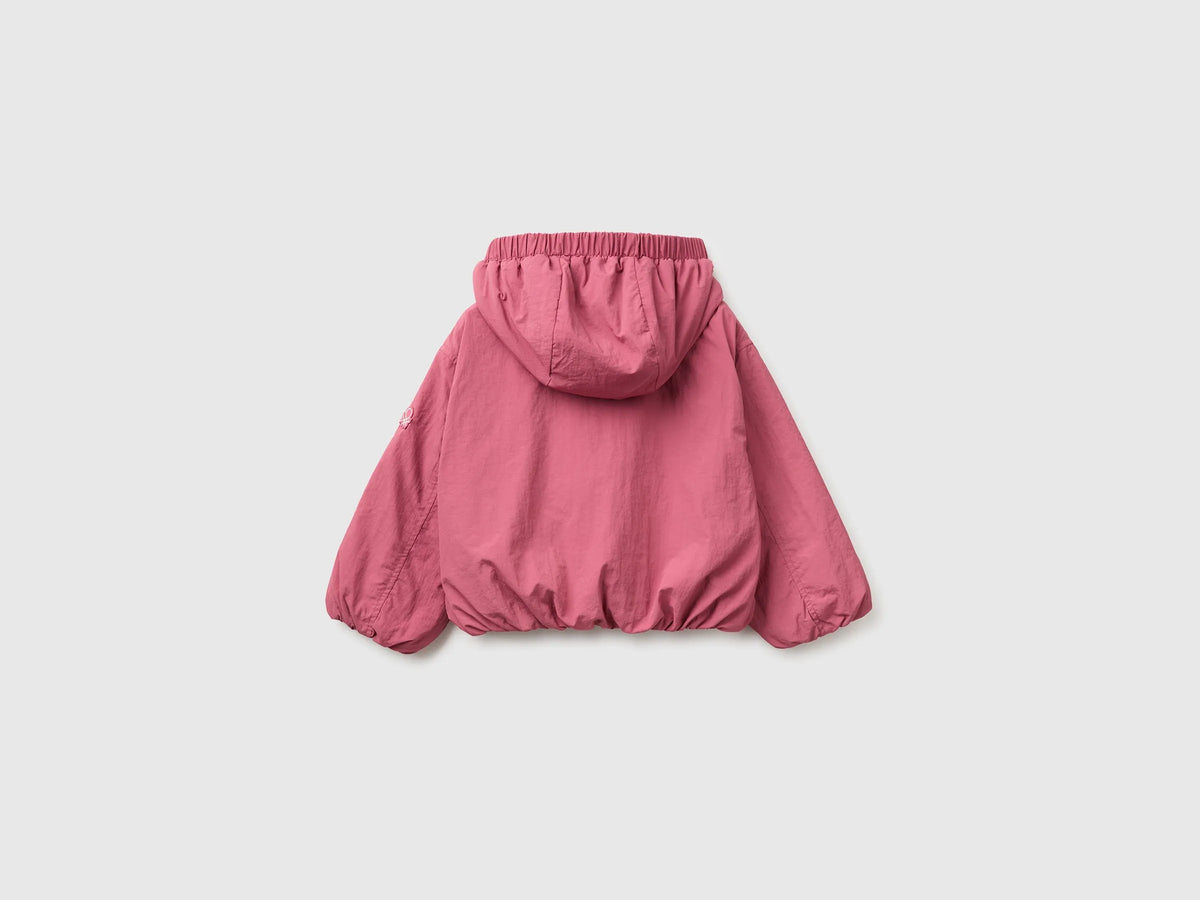 Benetton Fuchsia Girls Nylon Jacket with Hood SKU: 2IGGGN04L_2J4 Image 02