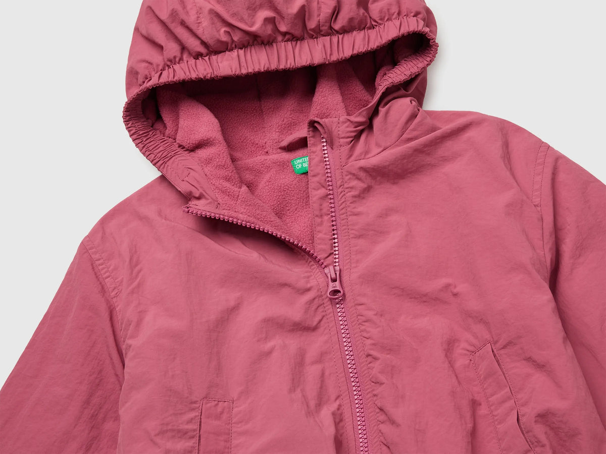 Benetton Fuchsia Girls Nylon Jacket with Hood SKU: 2IGGGN04L_2J4 Image 03