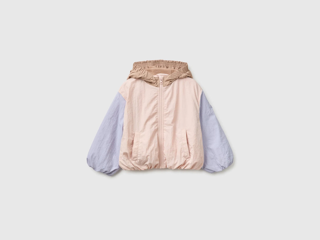 Benetton Soft Pink Girls Nylon Jacket with Hood SKU: 2IGGGN04L_901 Image 01