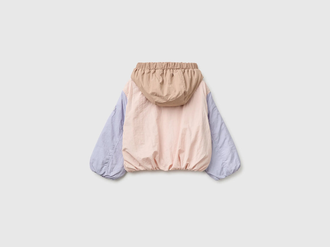 Benetton Soft Pink Girls Nylon Jacket with Hood SKU: 2IGGGN04L_901 Image 02