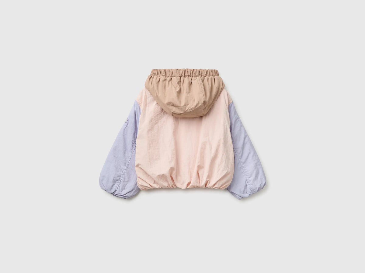 Benetton Soft Pink Girls Nylon Jacket with Hood SKU: 2IGGGN04L_901 Image 02