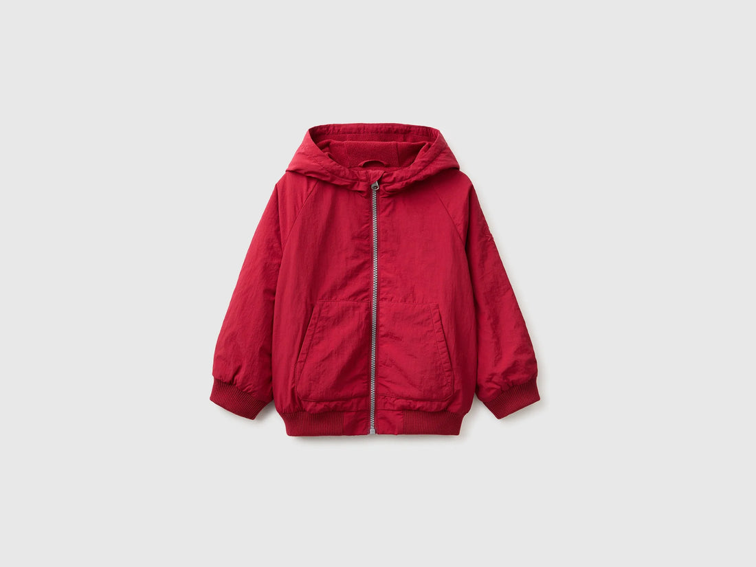 Benetton Burgundy Boys Nylon Jacket with Hood SKU: 2IGGGN04O_21C Image 01