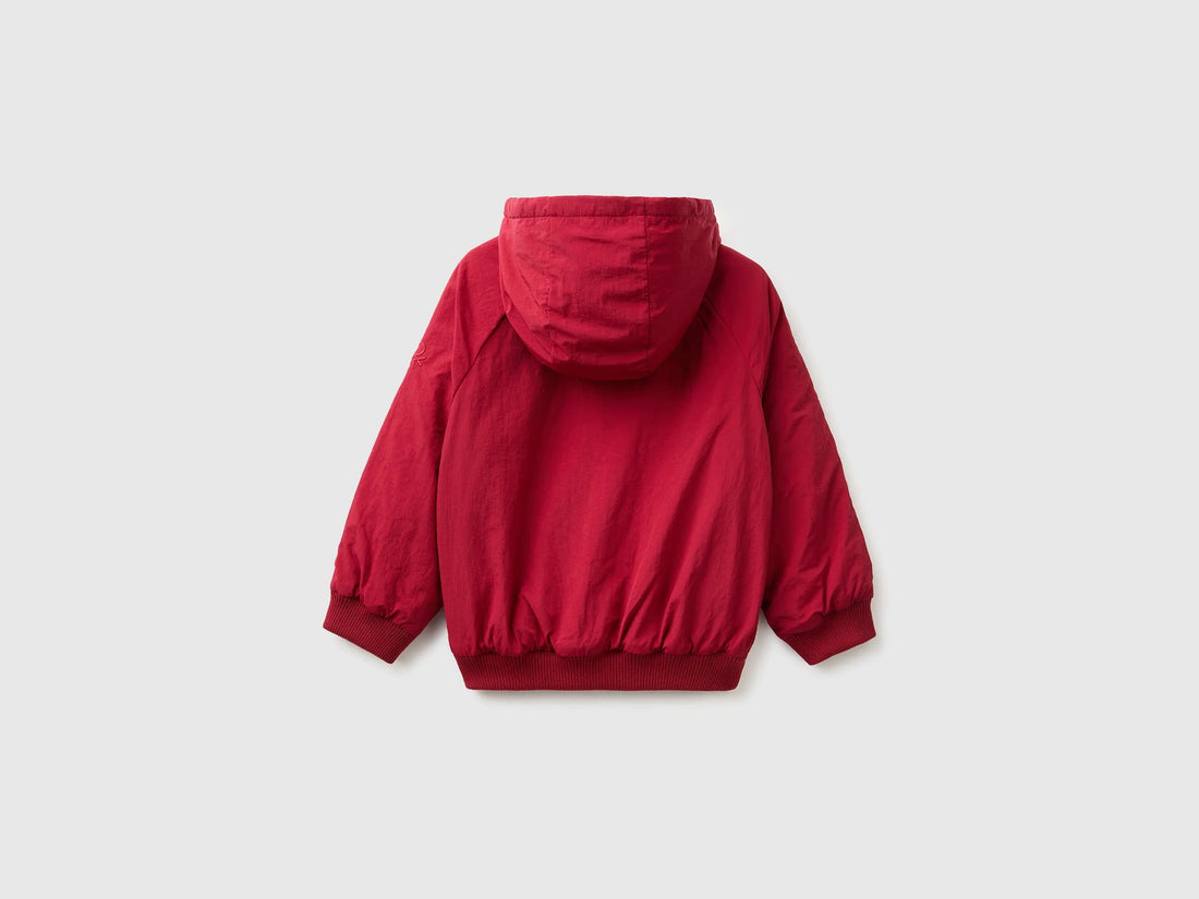 Benetton Burgundy Boys Nylon Jacket with Hood SKU: 2IGGGN04O_21C Image 02