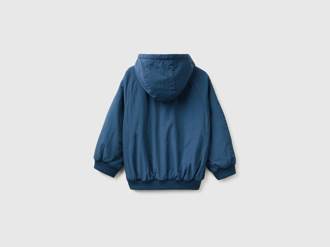 Benetton Dark Blue Boys Nylon Jacket with Hood SKU: 2IGGGN04O_37T Image 02