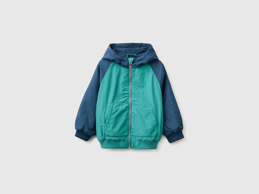 Benetton Dark Green Boys Nylon Jacket with Hood SKU: 2IGGGN04O_901 Image 01