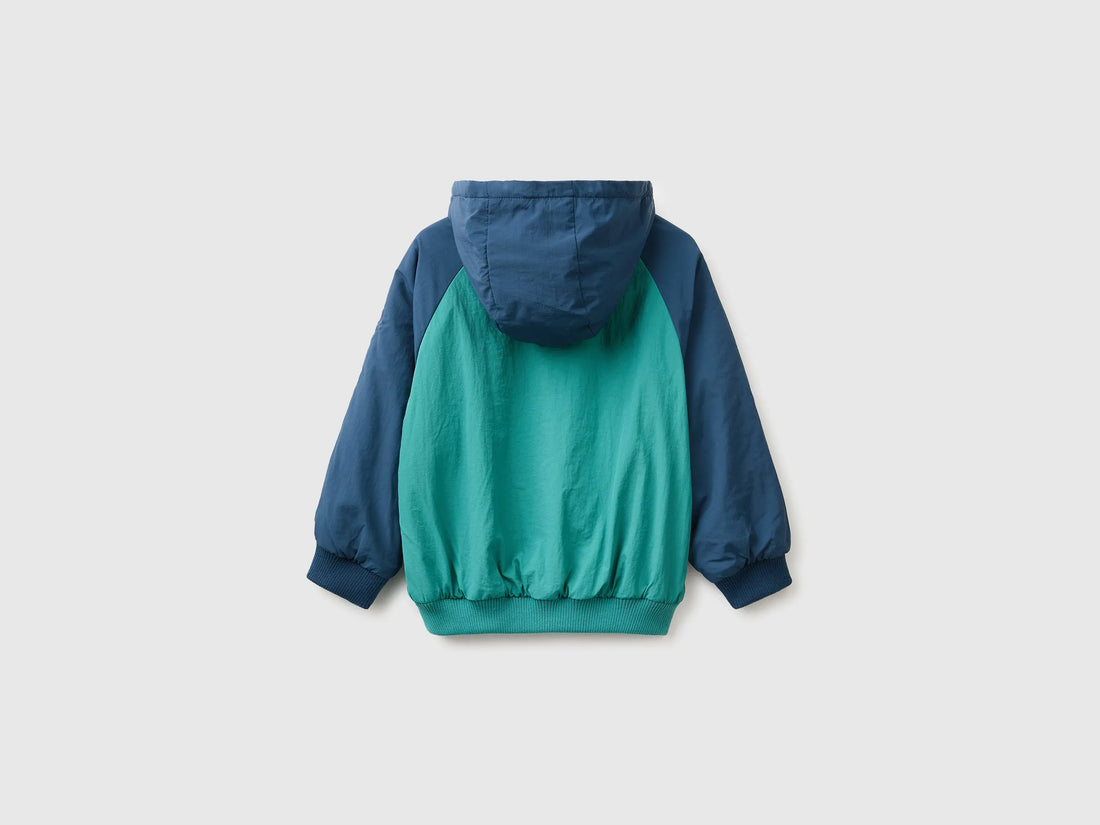 Benetton Dark Green Boys Nylon Jacket with Hood SKU: 2IGGGN04O_901 Image 02