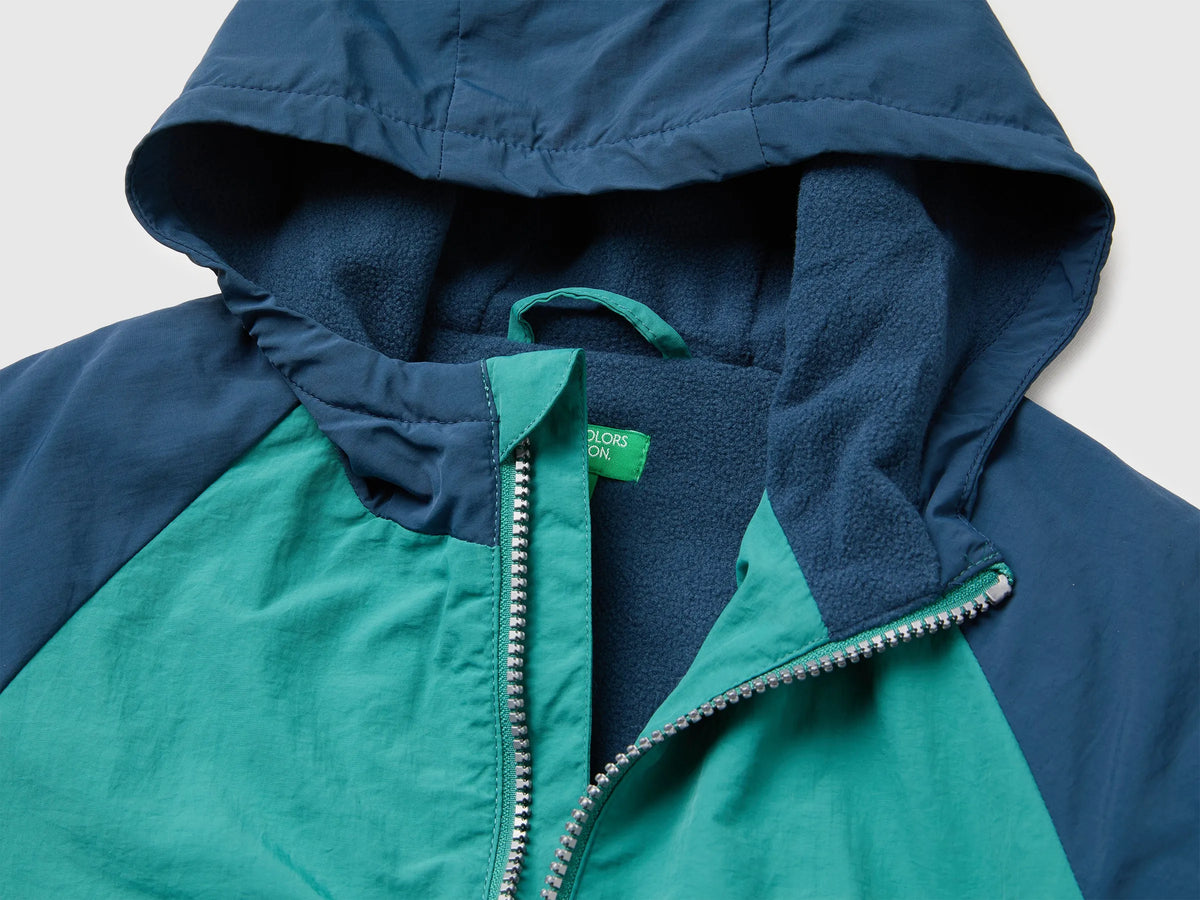 Benetton Dark Green Boys Nylon Jacket with Hood SKU: 2IGGGN04O_901 Image 03