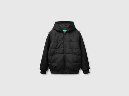 Benetton Black Boys Jacket with Detachable Sleeves SKU: 2KL9CN07H_100 Image 01