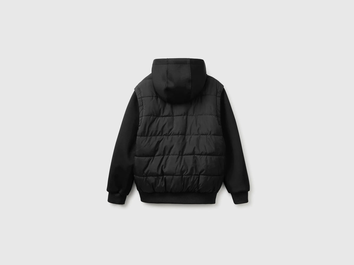 Benetton Black Boys Jacket with Detachable Sleeves SKU: 2KL9CN07H_100 Image 02