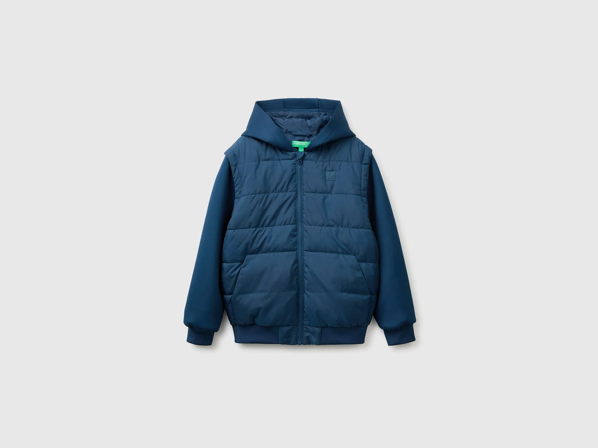 Benetton Dark Blue Boys Jacket with Detachable Sleeves SKU: 2KL9CN07H_37T Image 01