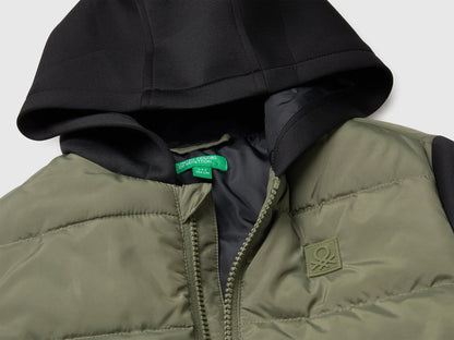 Benetton Military Green Boys Jacket with Neoprene Inserts SKU: 2KL9GN04P_07N Image 03