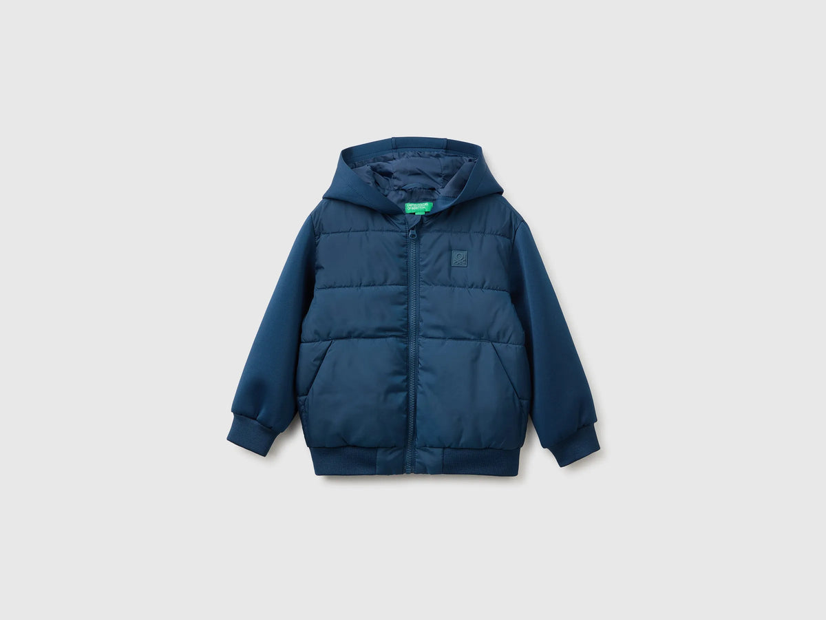 Benetton Dark Blue Boys Jacket with Neoprene Inserts SKU: 2KL9GN04P_37T Image 01