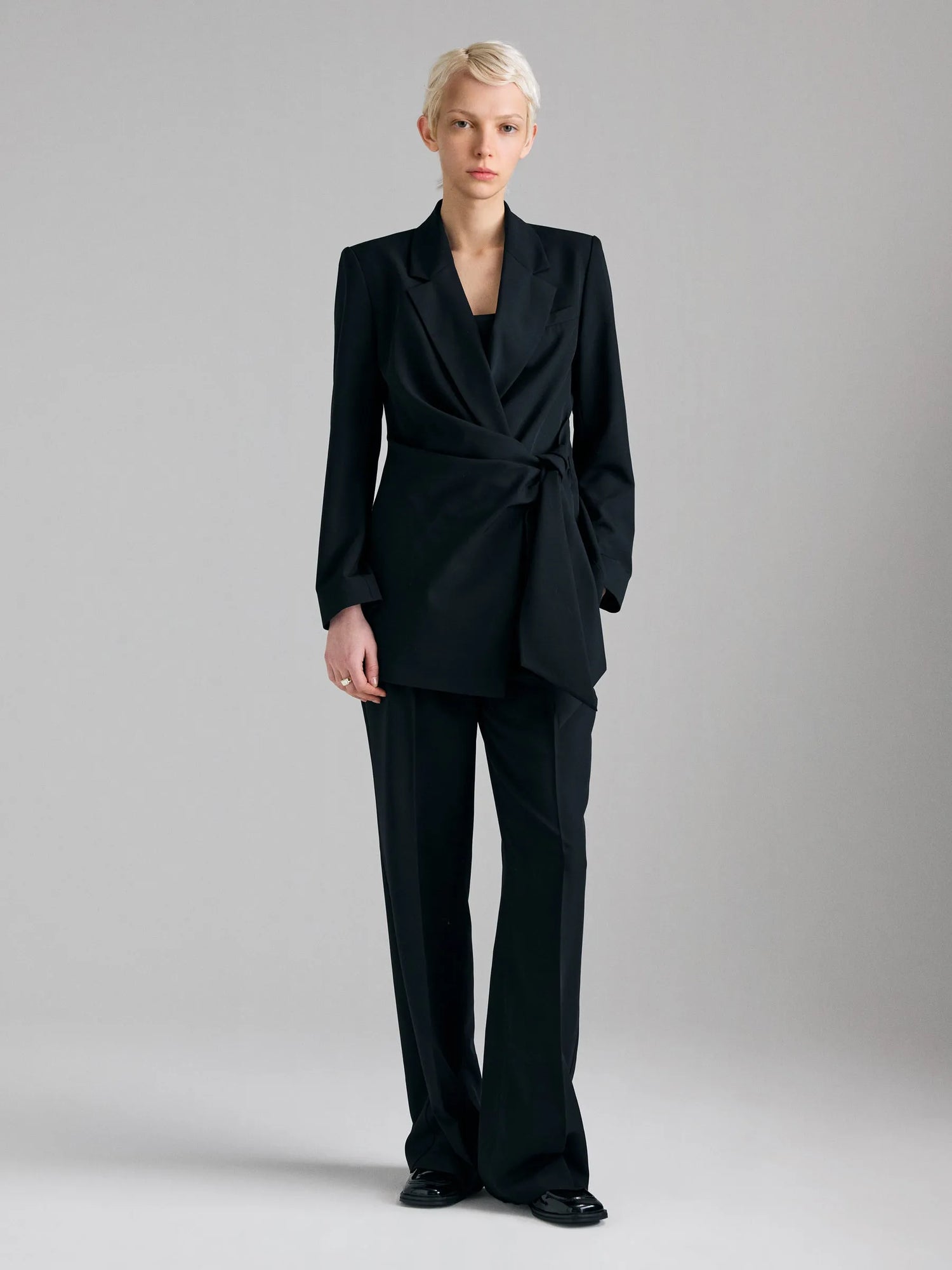 Sisley Black Women Knotted Blazer SKU: 2KVXLW03U_100 Image 01