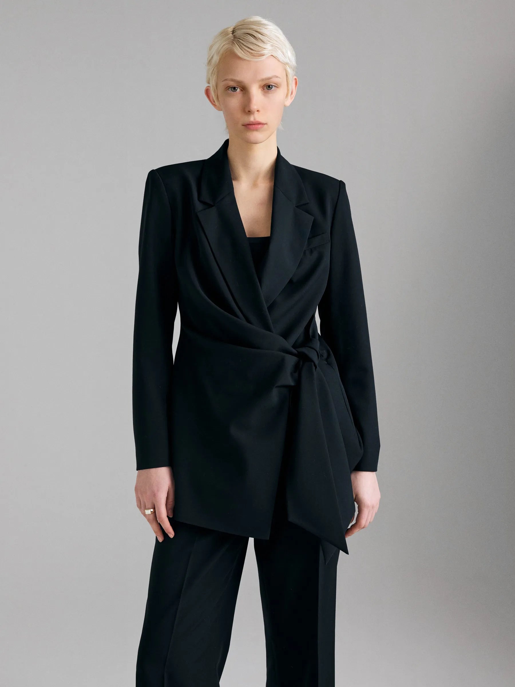 Sisley Black Women Knotted Blazer SKU: 2KVXLW03U_100 Image 03
