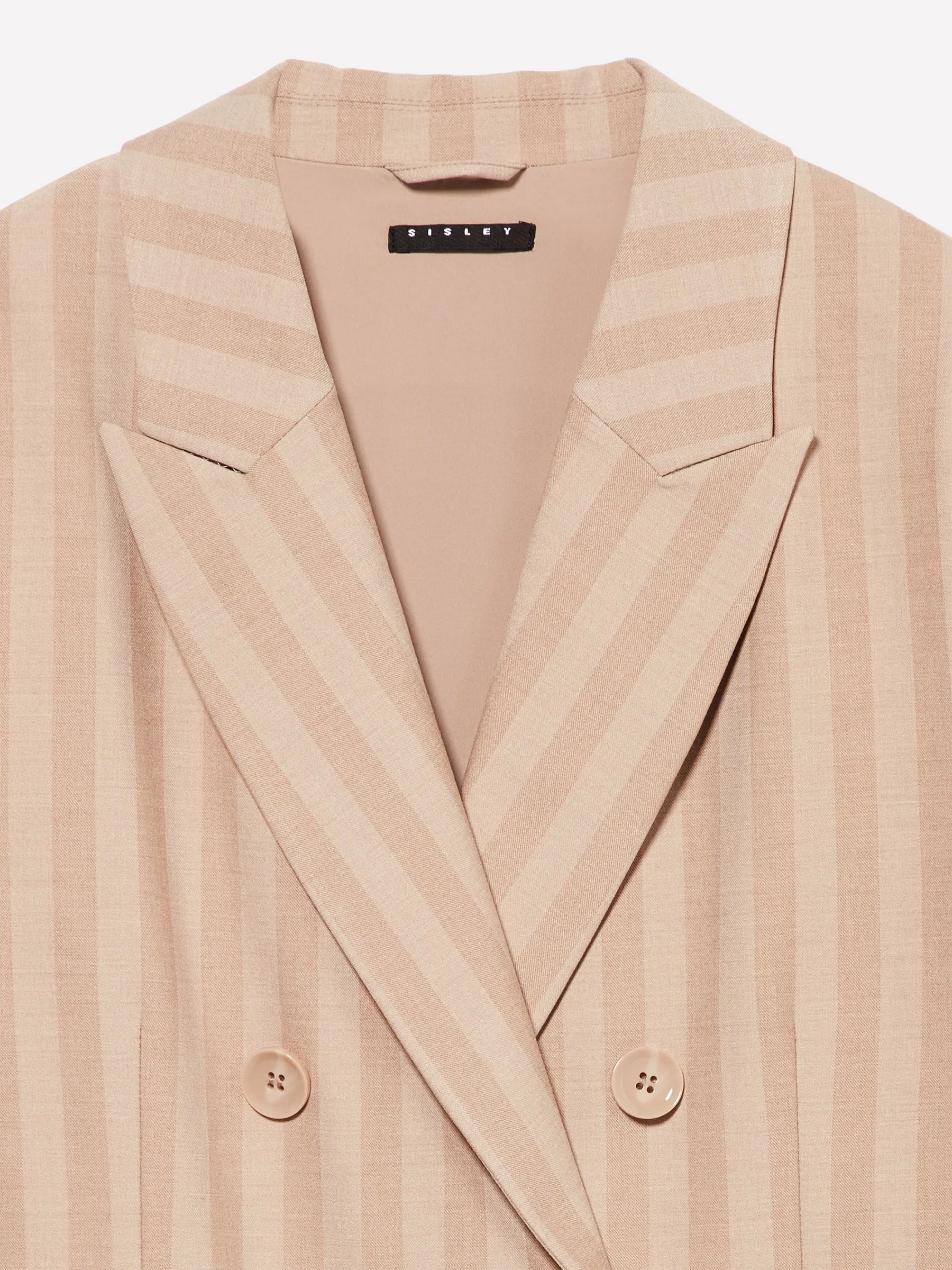 Sisley Beige Women Oversized Blazer with Crossover SKU: 2LMTLW03Q_904 Image 03