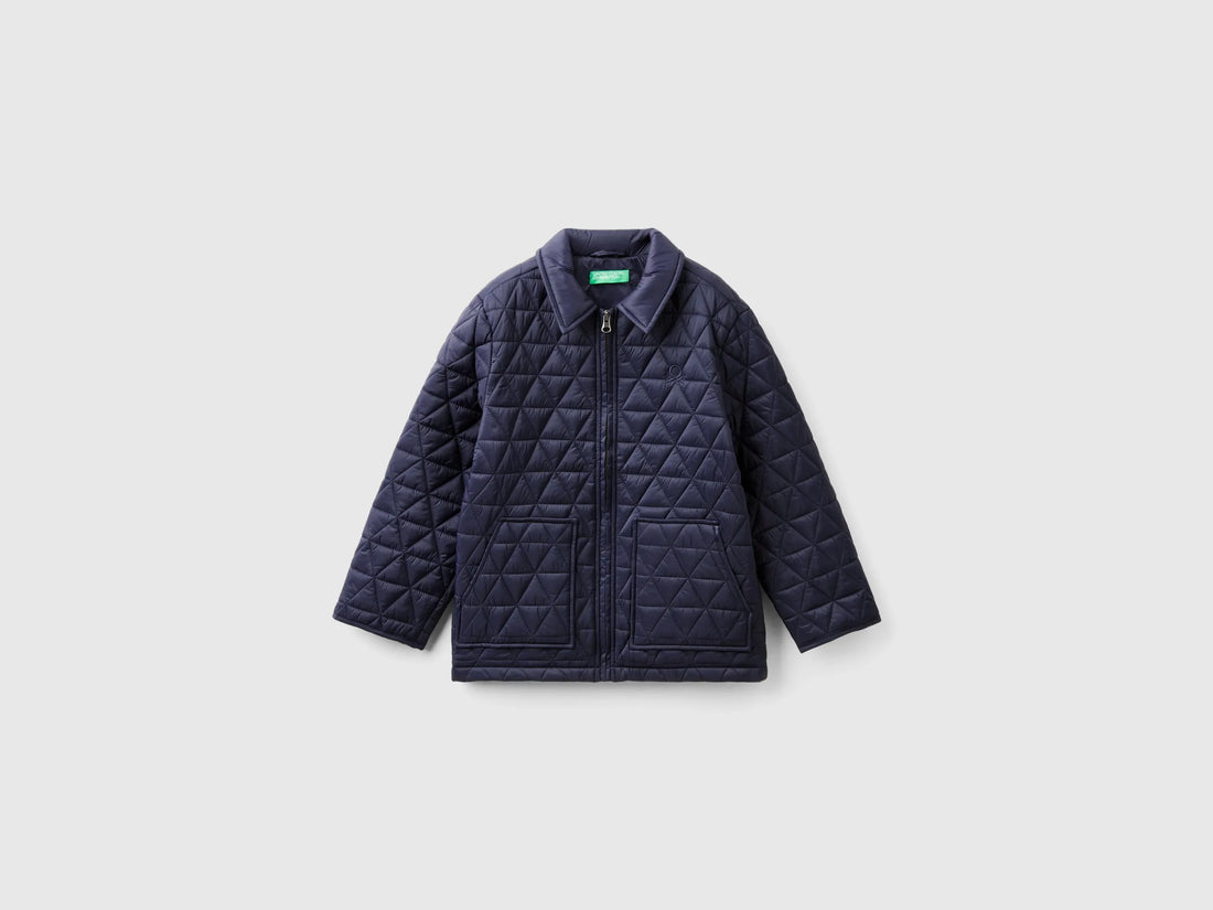 Benetton Dark Blue Boys Quilted "Rain Defender" Jacket SKU: 2MJACN053_252 Image 01