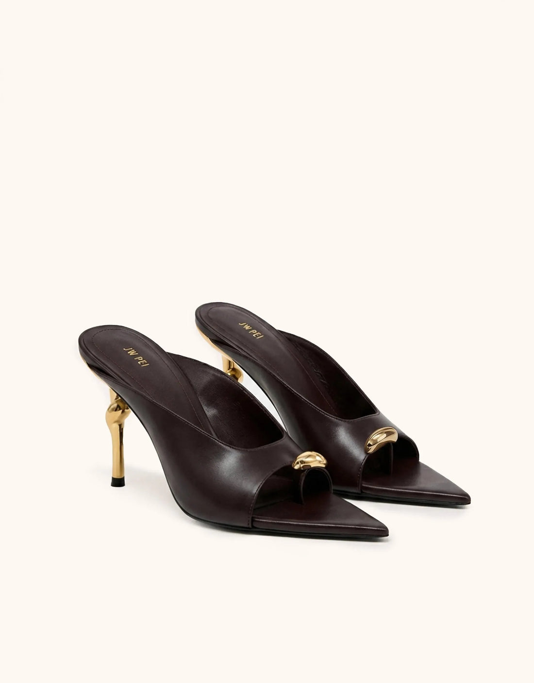 JW Pei Burgundy Women Noemi Pointed-Toe Mule Heels SKU: 2MS155-4_Burgundy Image 01