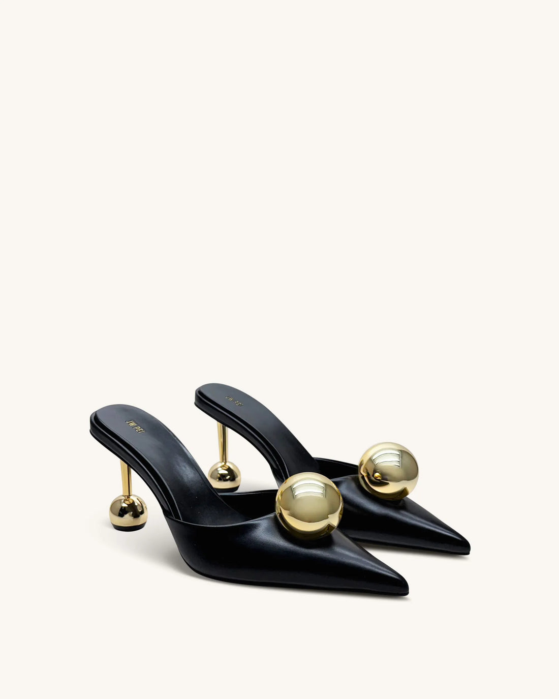 JW PEI Black Women Sofia Sphere Heel Mules - Black SKU: 2MS83-1_Black Image 02