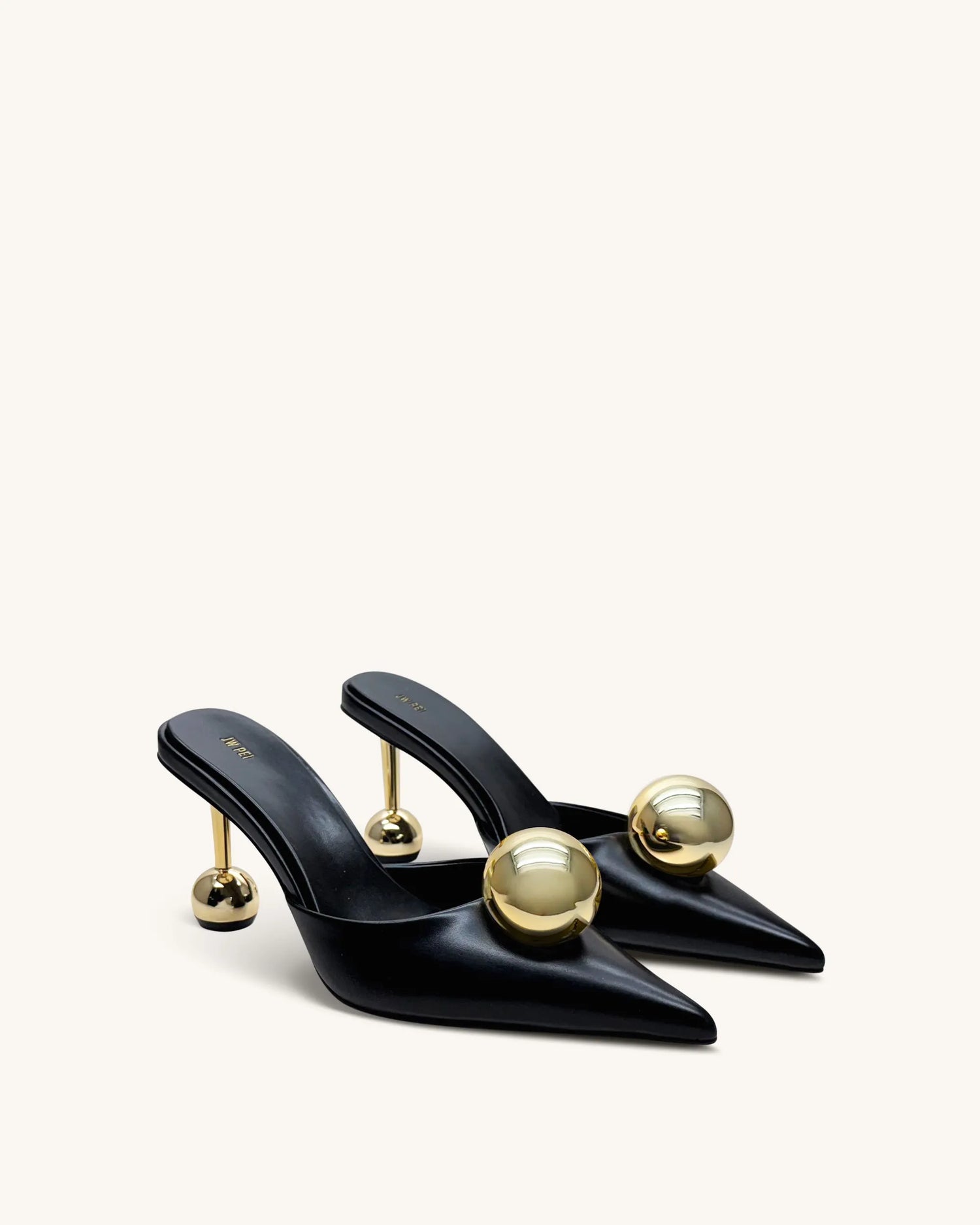 JW PEI Black Women Sofia Sphere Heel Mules - Black SKU: 2MS83-1_Black Image 02