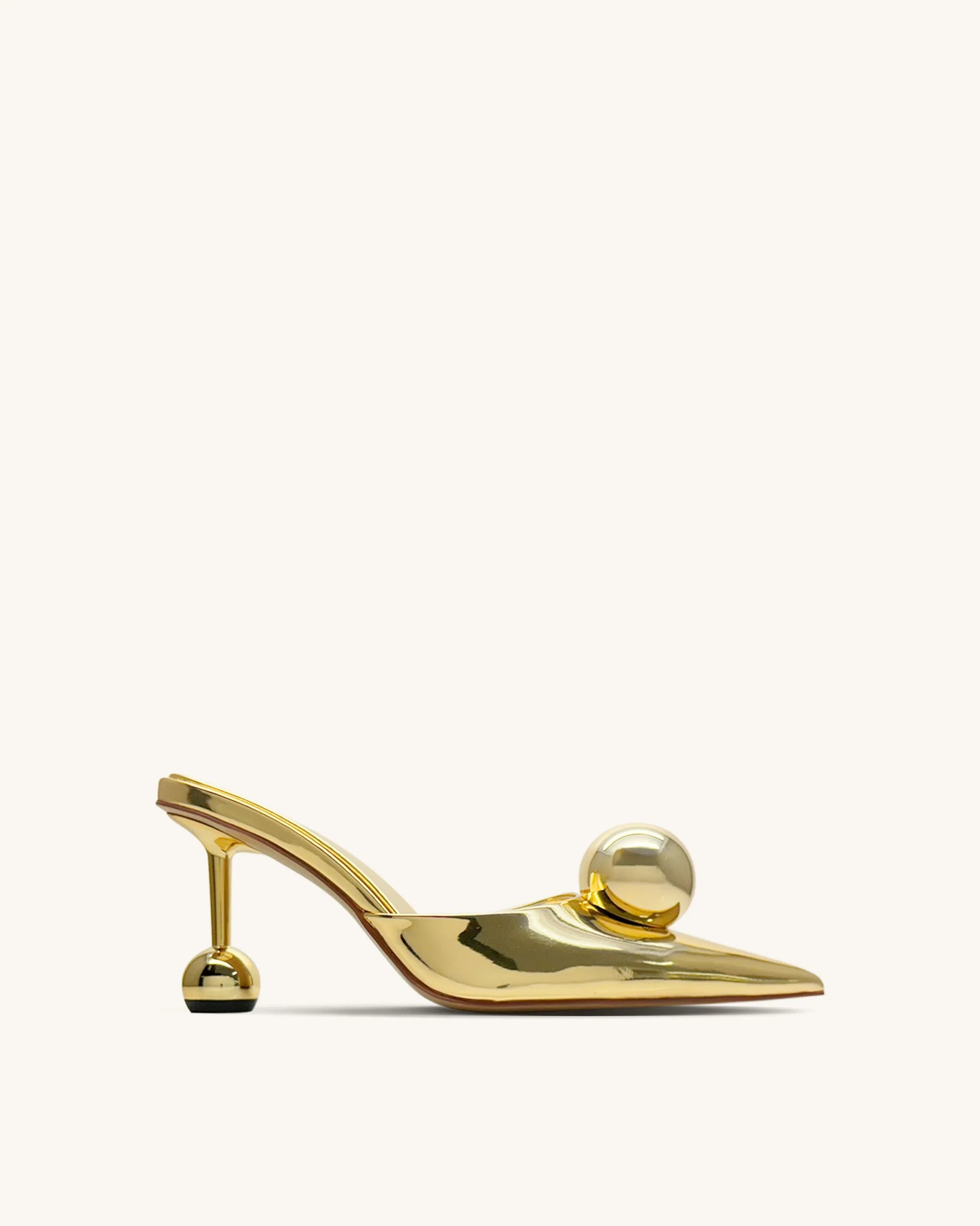 JW PEI Gold Women Sofia Sphere Heel Mules - Gold SKU: 2MS83-8_Gold Image 01