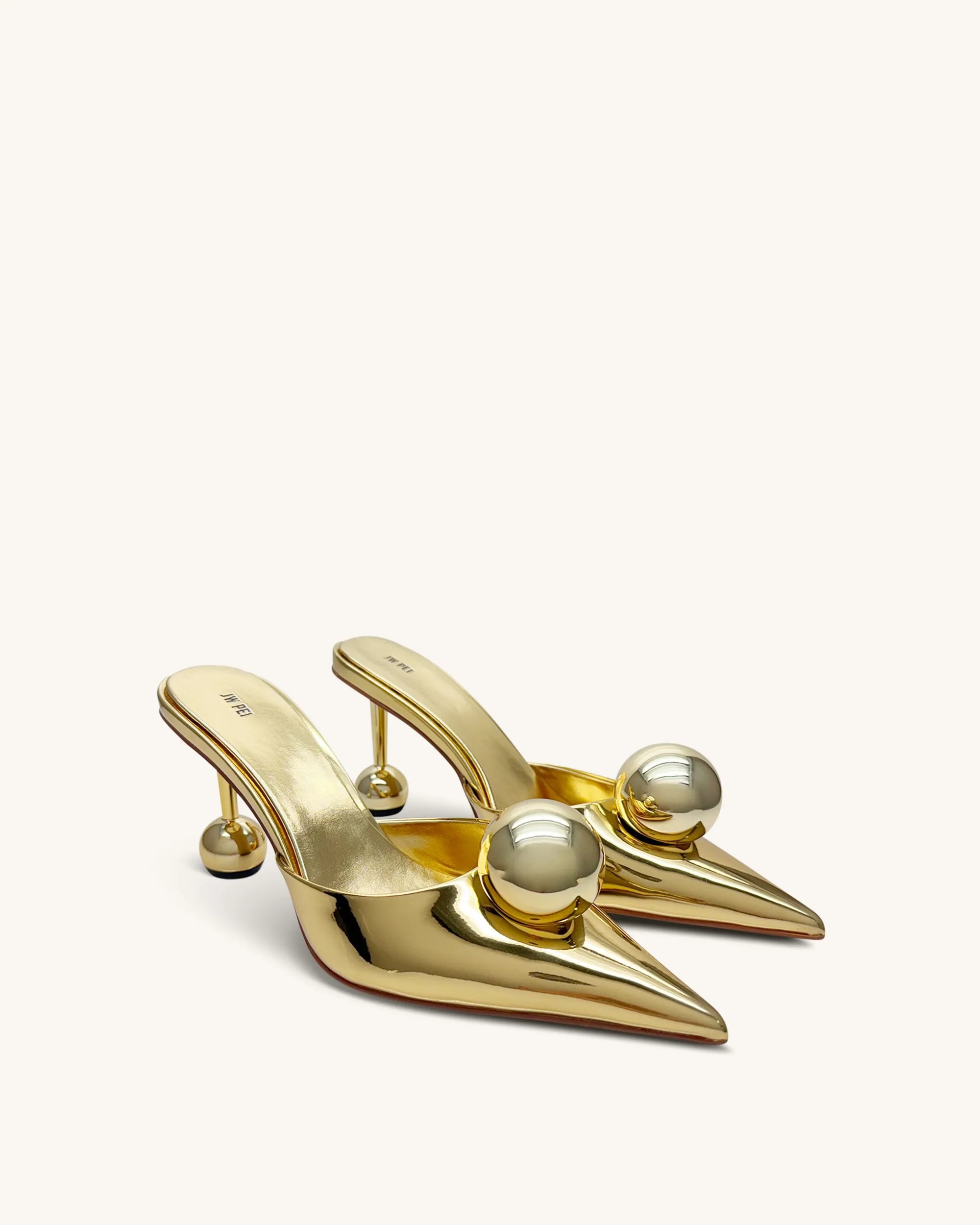 JW PEI Gold Women Sofia Sphere Heel Mules - Gold SKU: 2MS83-8_Gold Image 02