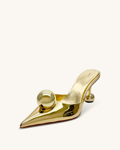 JW PEI Gold Women Sofia Sphere Heel Mules - Gold SKU: 2MS83-8_Gold Image 03