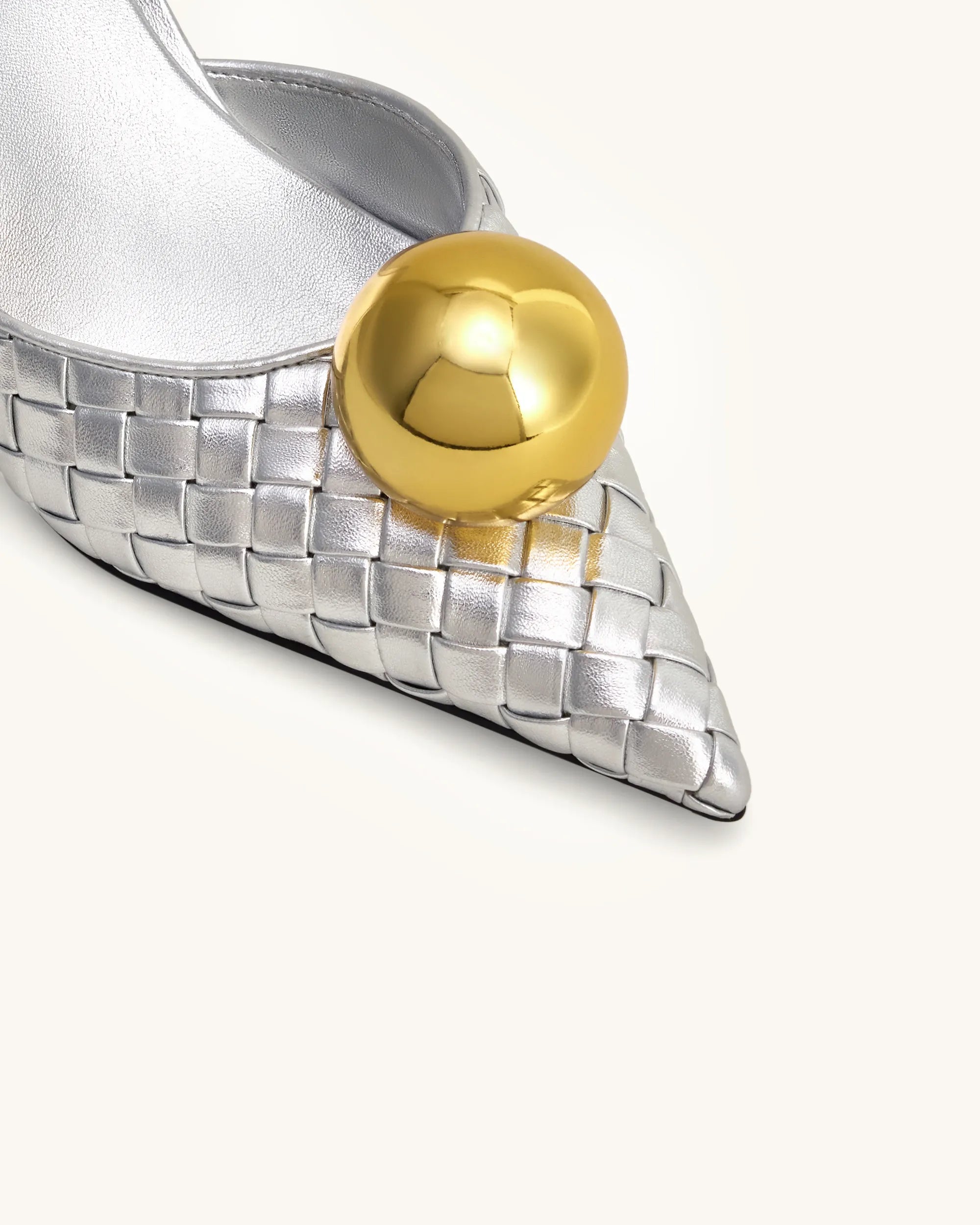 JW PEI Silver &amp; Gold  Sofia Woven Sphere Heel Mules  SKU: 2MS83-9_Silver &amp; Gold Image 06