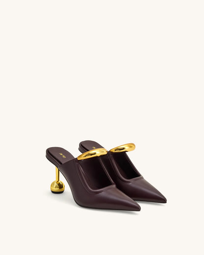 JW PEI Deep Burgundy Women Sofia Metal Accent Sphere Heel Mules  SKU: 2MS83X002-4_Deep Burgundy Image 03