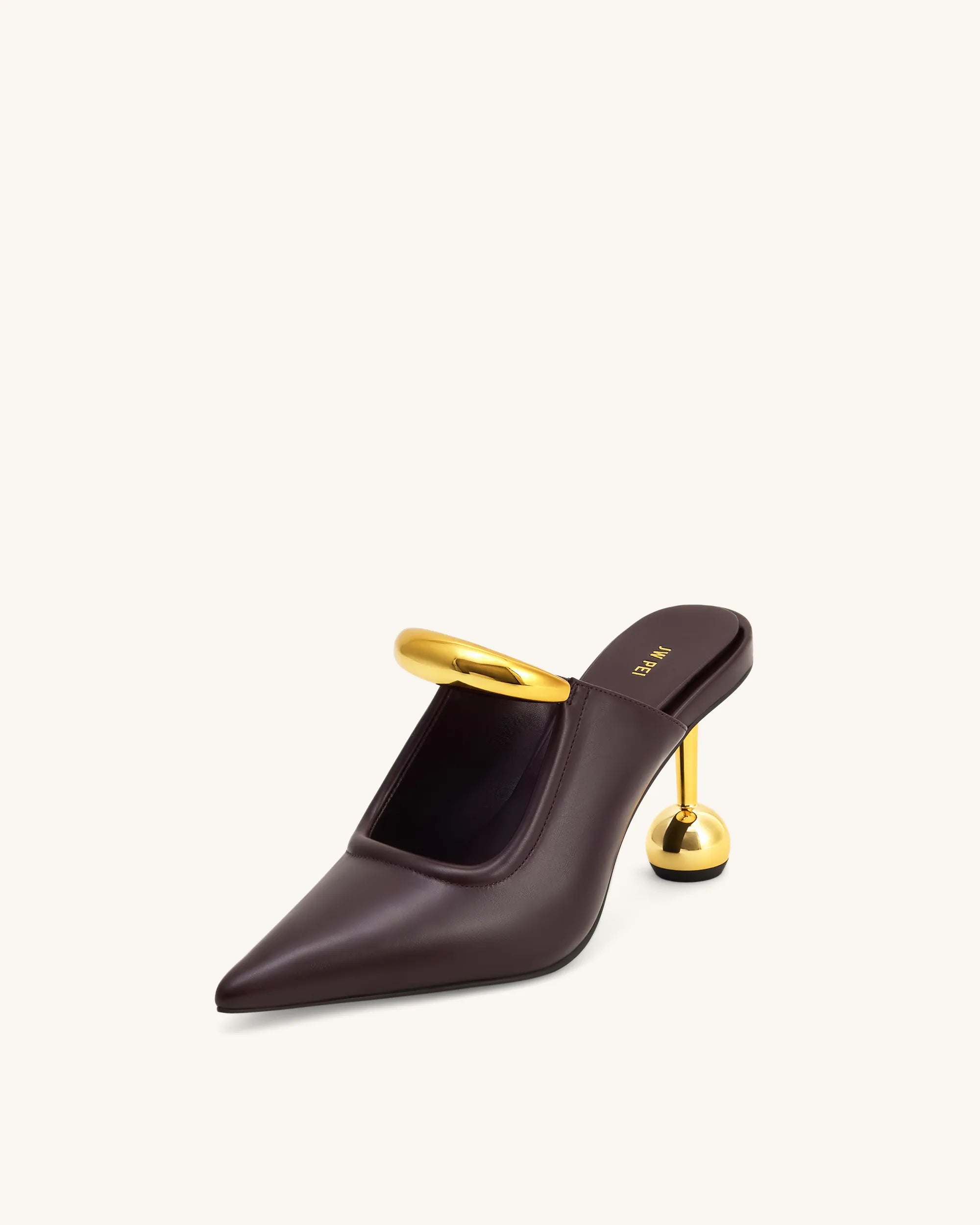 JW PEI Deep Burgundy Women Sofia Metal Accent Sphere Heel Mules  SKU: 2MS83X002-4_Deep Burgundy Image 05