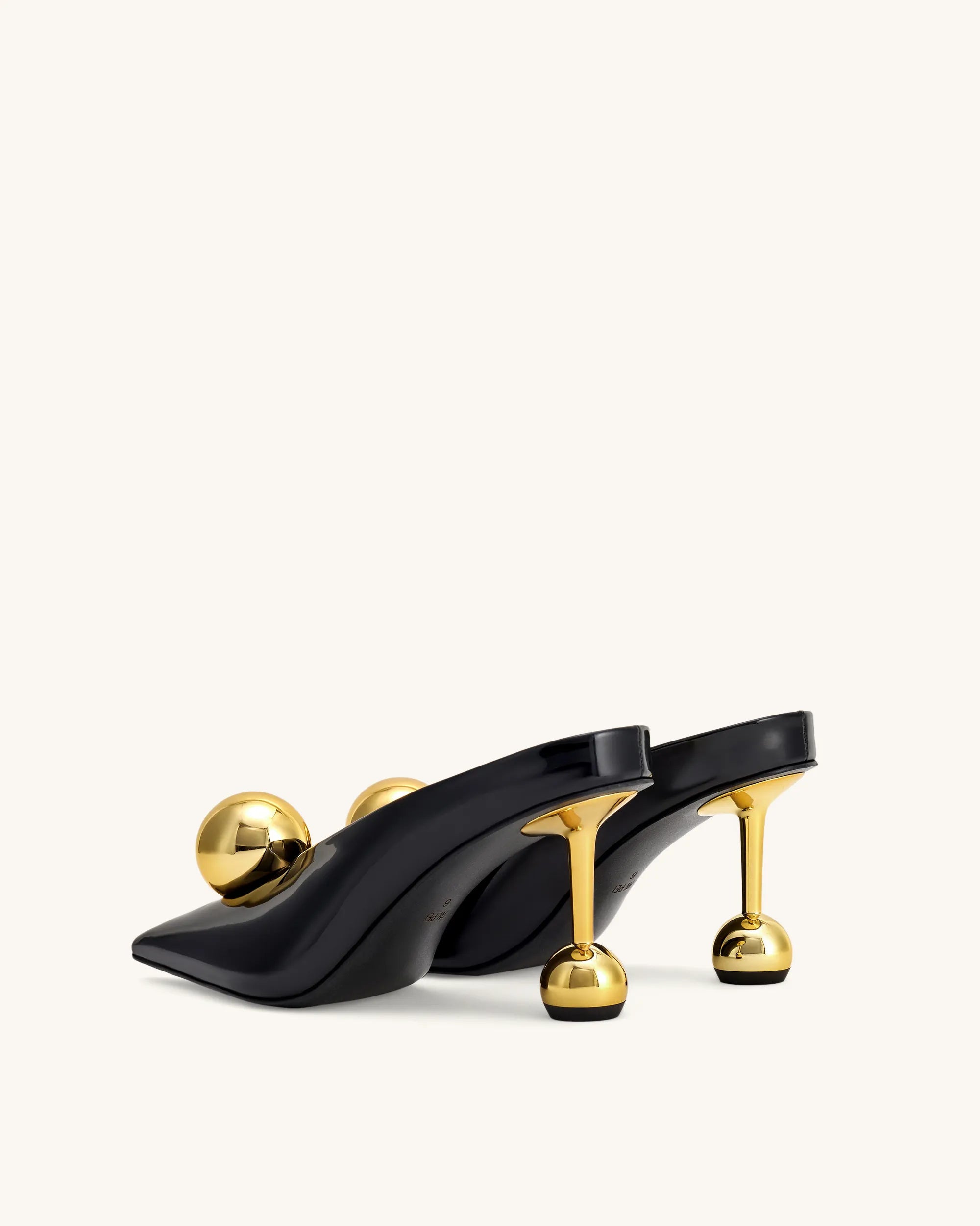JW PEI Black &amp; Gold Women Sofia Angled Vamp Heel Mules  SKU: 2MS83X003-1_Black &amp; Gold Image 04