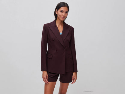 Benetton Dark Brown Women Double-Breasted Blazer SKU: 2NKCDW03X_901 Image 01