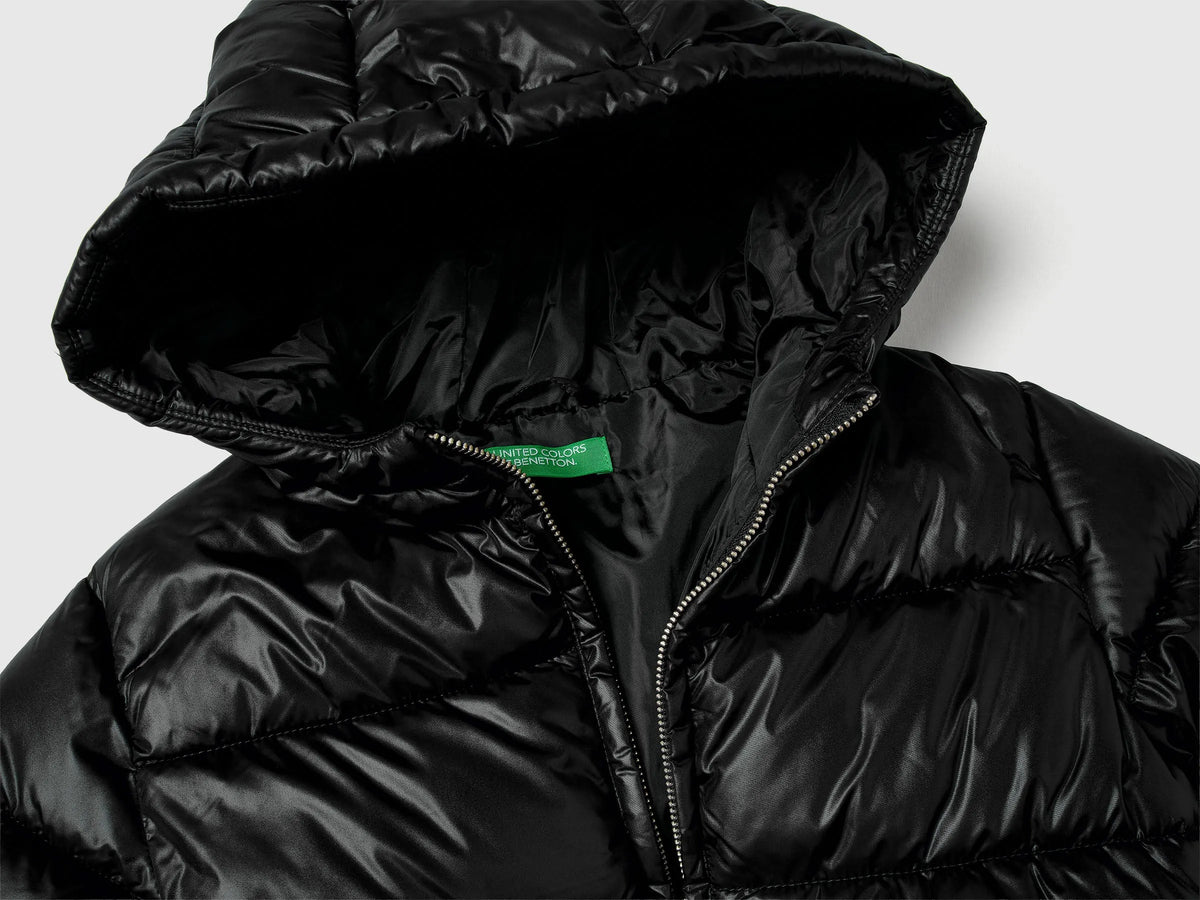 Benetton Black Girls Long Jacket with Belt SKU: 2NQRCN06O_100 Image 03