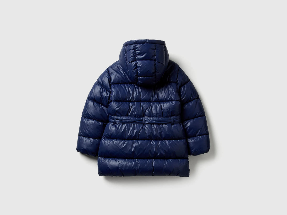 Benetton Dark Blue Girls Long Jacket with Belt SKU: 2NQRCN06O_252 Image 02