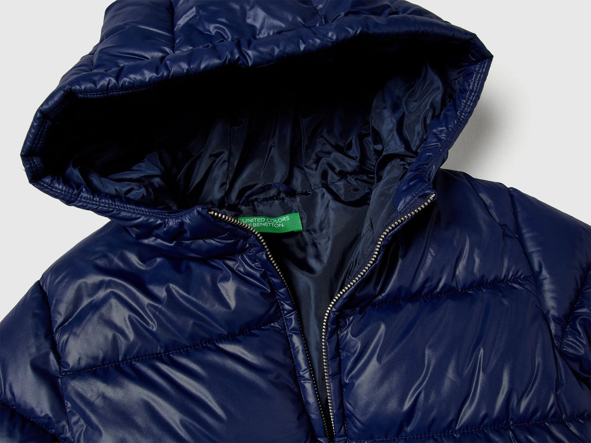 Benetton Dark Blue Girls Long Jacket with Belt SKU: 2NQRCN06O_252 Image 03