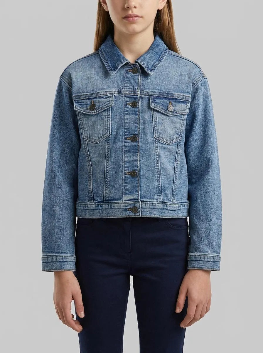 Benetton Light Blue Girls Oversized Denim Jacket SKU: 2PORCN061_902 Image 00