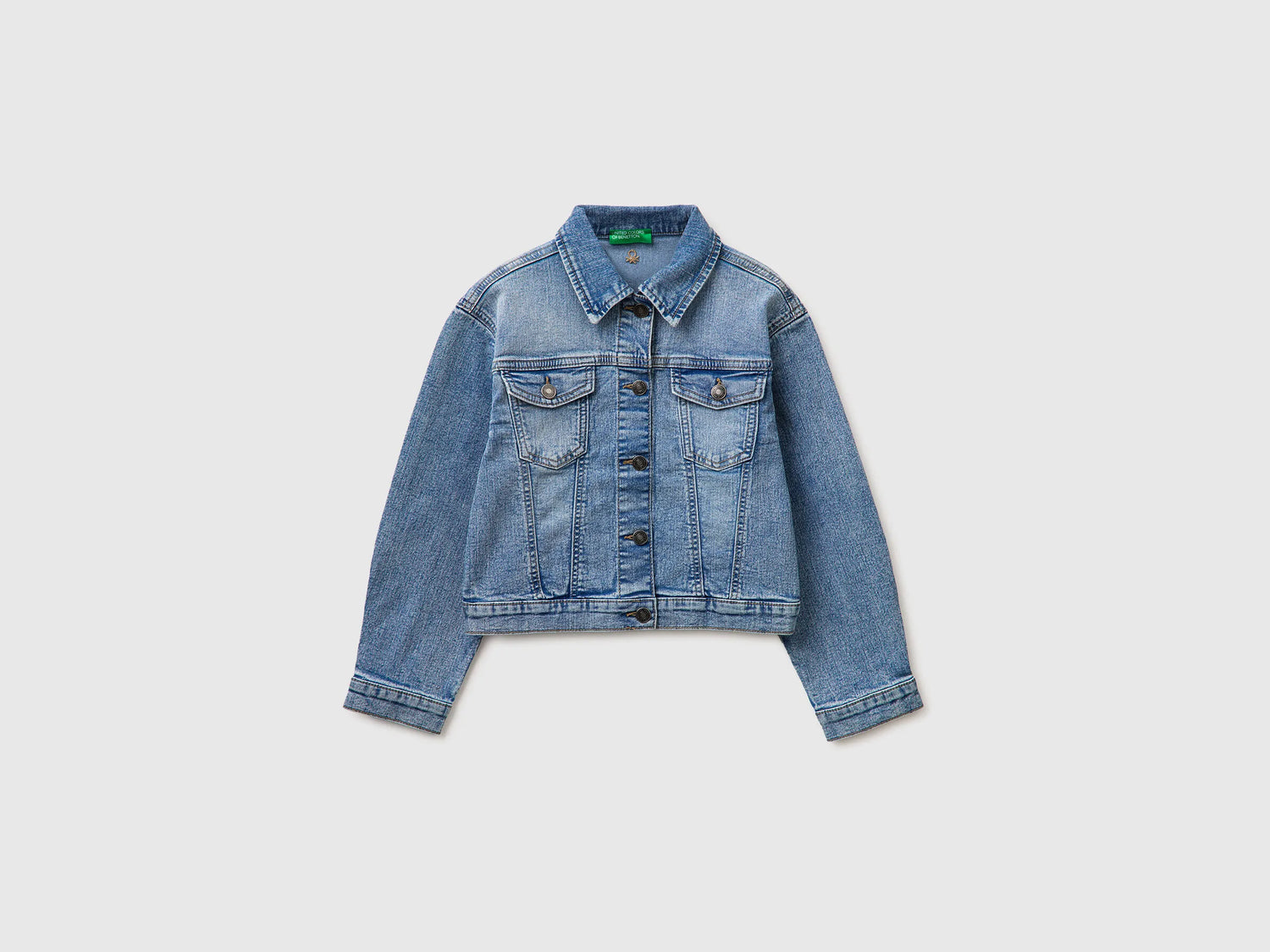Benetton Light Blue Girls Oversized Denim Jacket SKU: 2PORCN061_902 Image 01