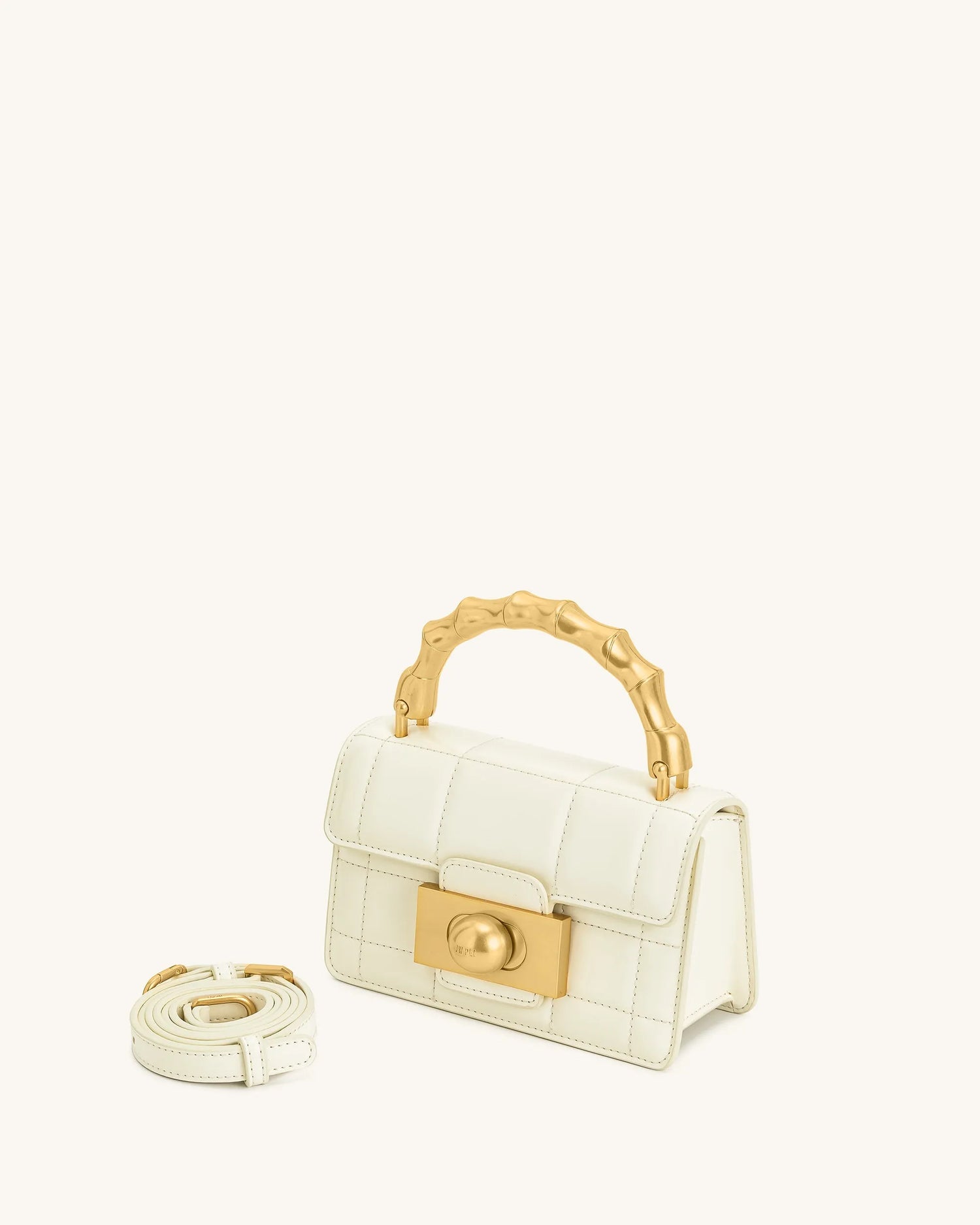 JW PEI White Women Kaia Bamboo Metal Handle Handbag - White SKU: 2T179-2_White Image 02