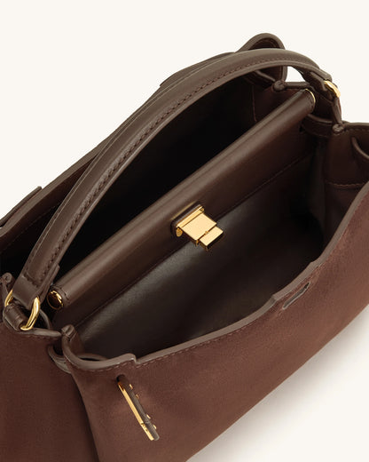 JW PEI Dark Brown Women Carmen Faux Suede Top Handle Bag  SKU: 2T192-30W_Dark Brown Image 03