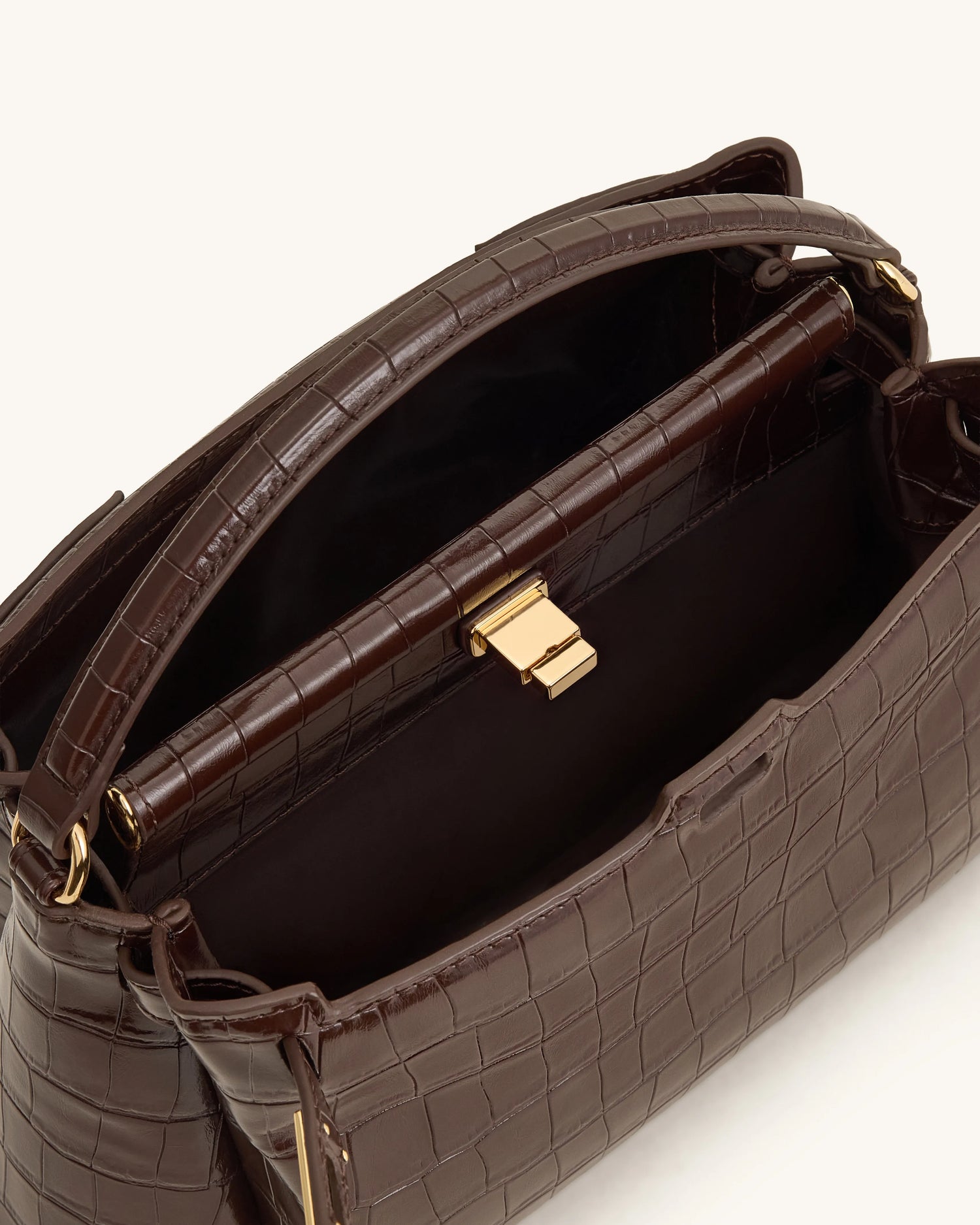 JW PEI Dark Brown Croc Women Carmen Top Handle Bag  SKU: 2T192-36_Dark Brown Croc Image 04