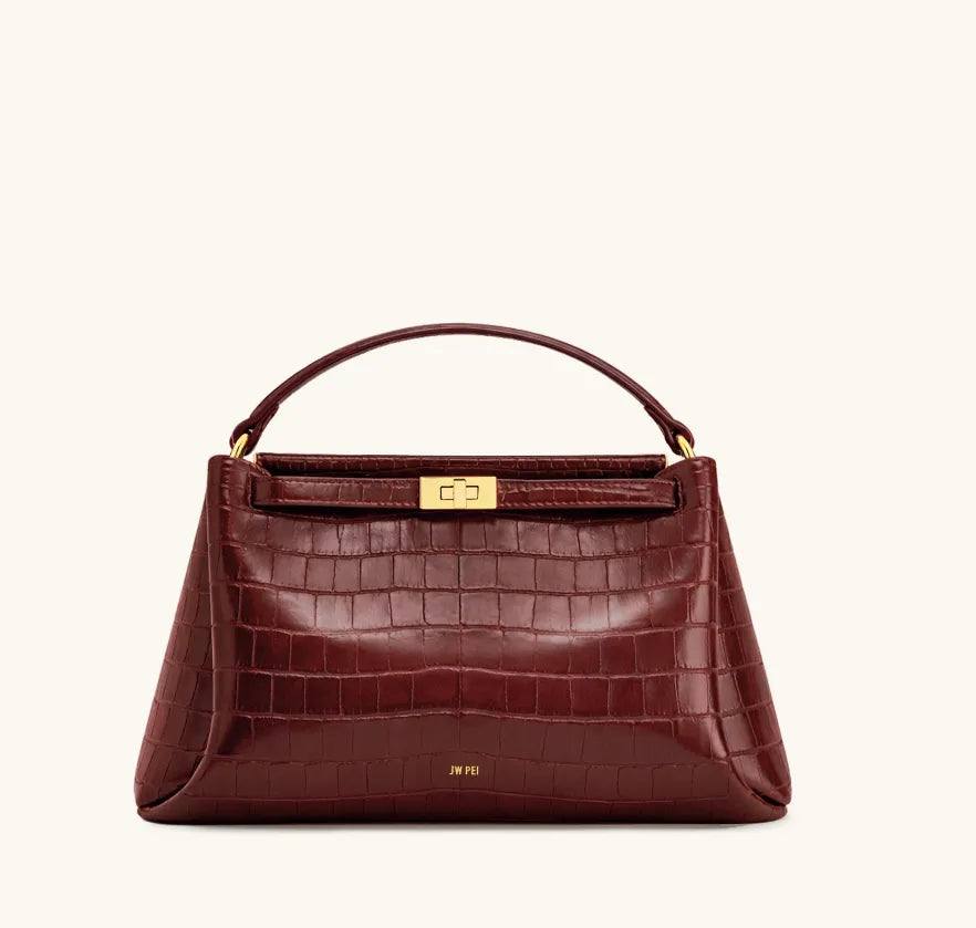 JW Pei Burgundy Croc Women Carmen Top Handle Bag SKU: 2T192-43_Burgundy Croc Image 01