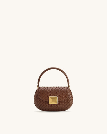 JW PEI Brown Women Zuri Hand Woven Round Top Handle Bag - Brown SKU: 2T246-3_Brown Image 01