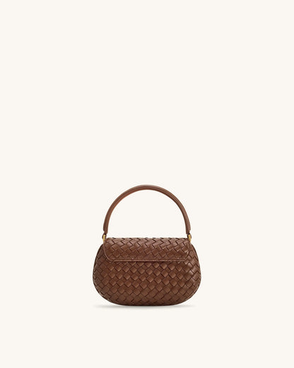 JW PEI Brown Women Zuri Hand Woven Round Top Handle Bag - Brown SKU: 2T246-3_Brown Image 03