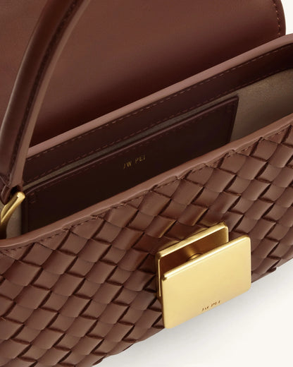 JW PEI Brown Women Zuri Hand Woven Round Top Handle Bag - Brown SKU: 2T246-3_Brown Image 04