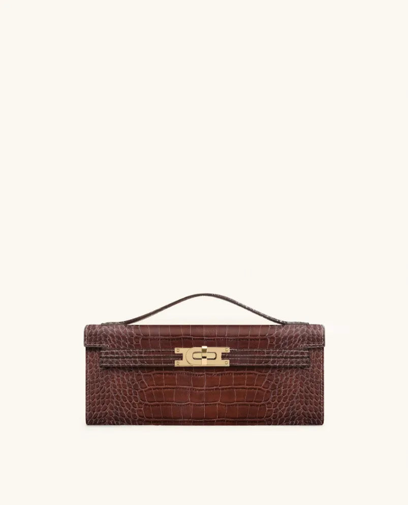 JW PEI Brown Croc Women Bria Structured Top Handle Bag  SKU: 2T276-34_Brown Croc Image 01