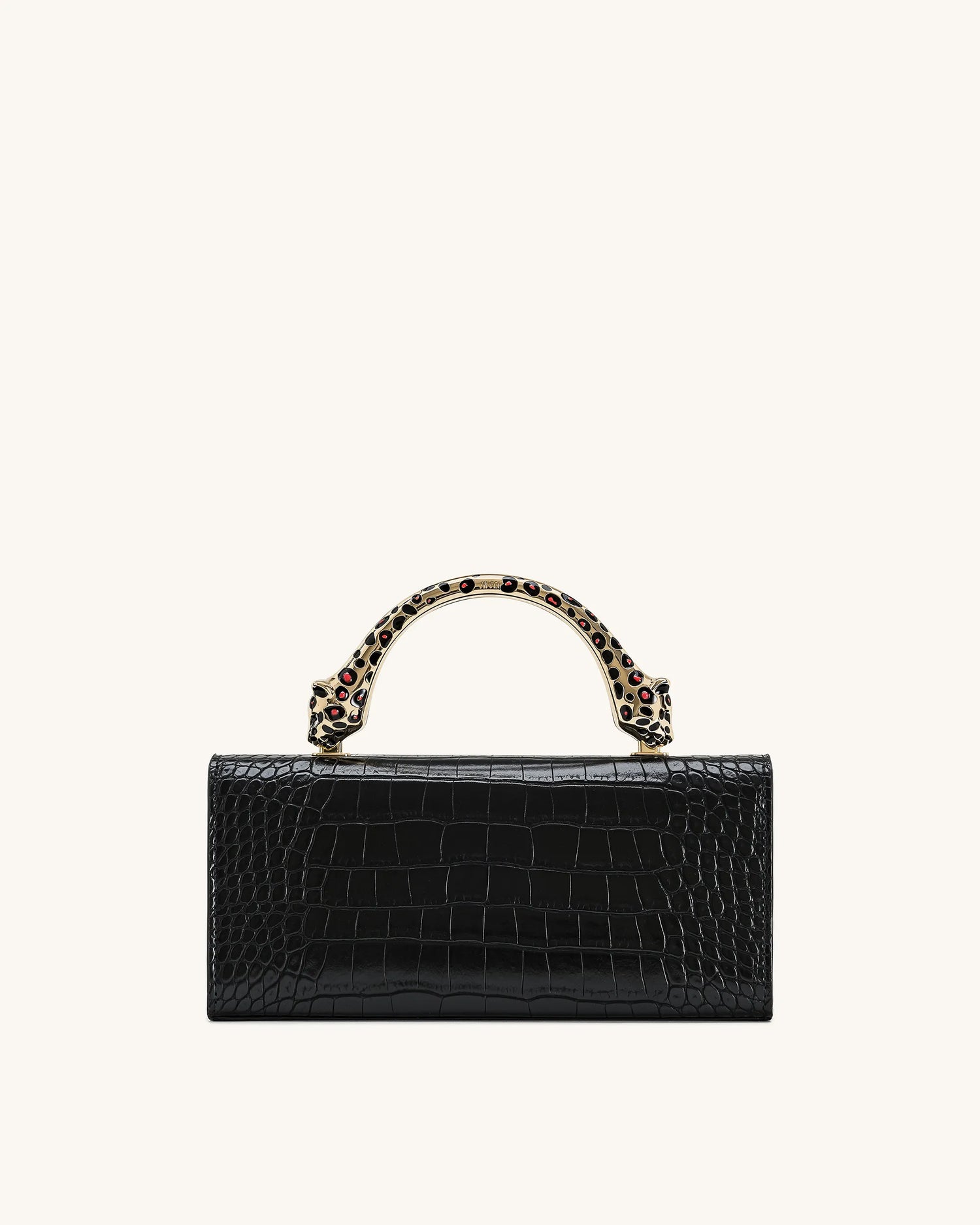 JW PEI Black Croc Women Maya Leopard-shaped Hardware Handle Top Handle Bag  SKU: 2T319-1_Black Croc Image 03